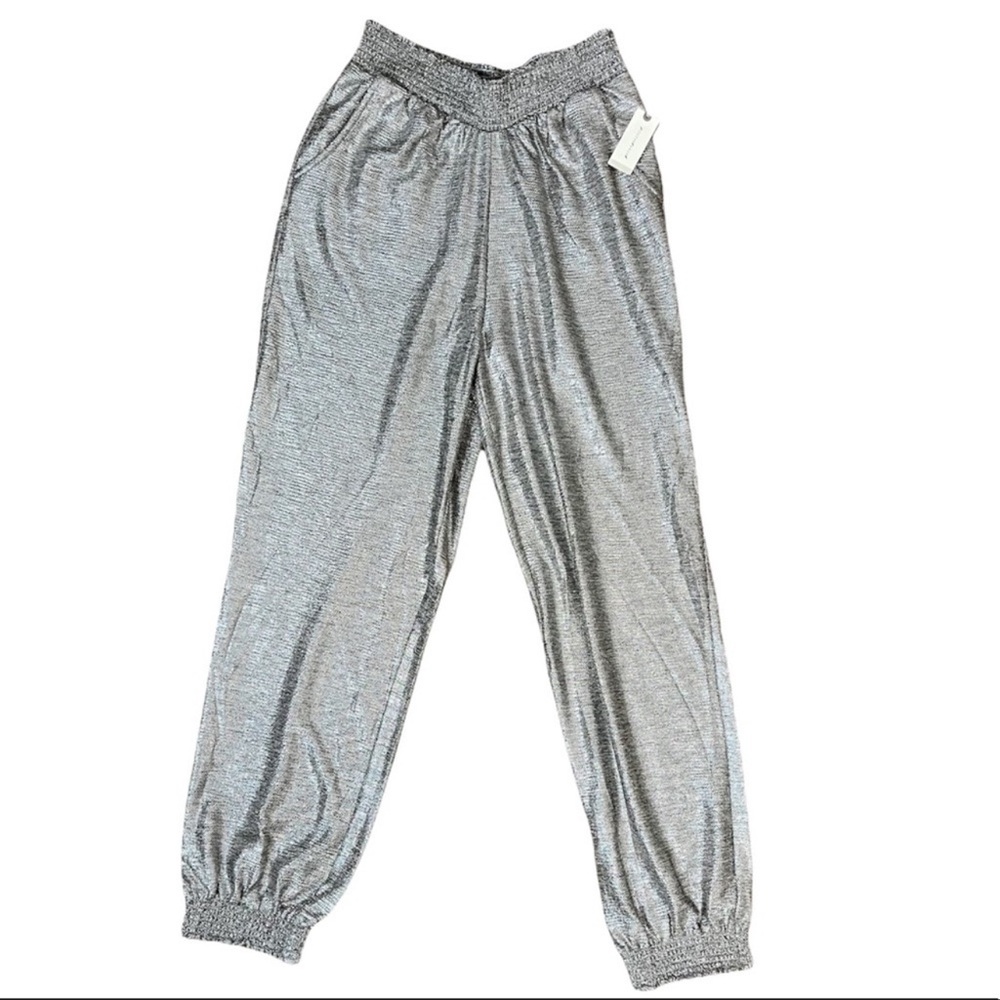 Nwt Anthropologie metallic elastic shimmer joggers sz small